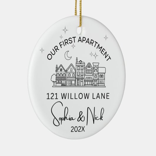 Minimalistisch Ons eerste appartement Zwart-wit Keramisch Ornament (Rechts)