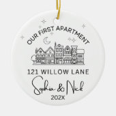 Minimalistisch Ons eerste appartement Zwart-wit Keramisch Ornament (Voorkant)