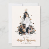 Minimalistisch Ons Eerste Kerstmis Samen Drie Foto Feestdagenkaart (Voorkant)