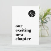 Minimalistisch Ons nieuwe hoofdstuk Modern vet zwa Save The Date (Staand voorkant)