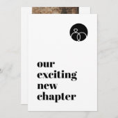 Minimalistisch Ons nieuwe hoofdstuk Modern vet zwa Save The Date (Voorkant / Achterkant)