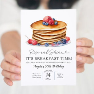 Minimalistisch ontbijt verjaardagsuitnodiging kaart
