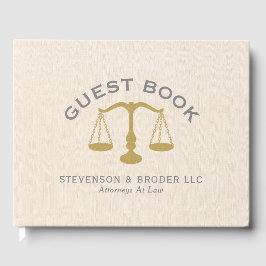 Minimalistisch Ontwerp Beige Linnen & Gouden Recht Gastenboek