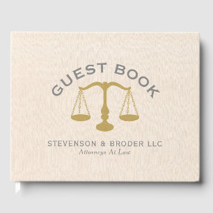 Minimalistisch Ontwerp Beige Linnen & Gouden Recht Gastenboek