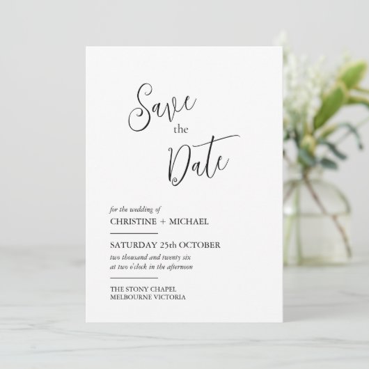 Minimalistisch ontwerp Bewaar de datumkaart Save The Date (Staand voorkant)