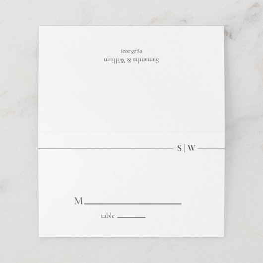 Minimalistisch ontwerp | Elegante en moderne bruil Plaatskaartje (Buitenkant ongevouwen)