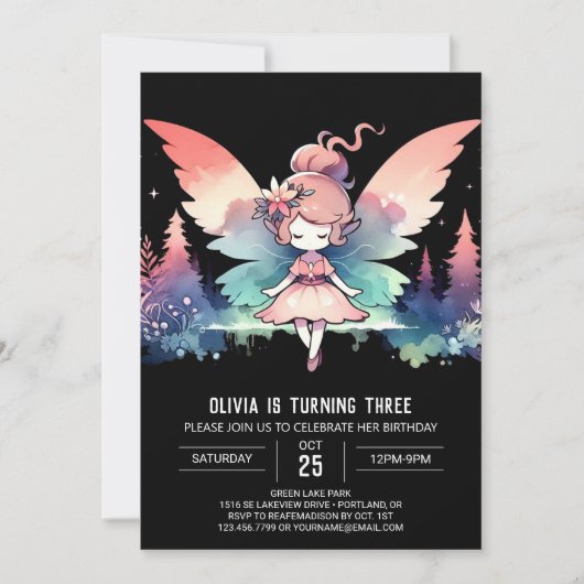 Minimalistisch ontwerp Fairy Birthday Kaart (Voorkant)