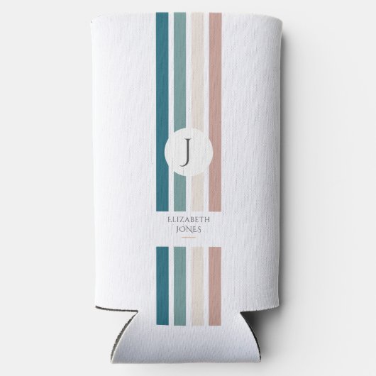 Minimalistisch ontwerp in pastelkleuren seltzer blikjeskoeler (Achterkant)