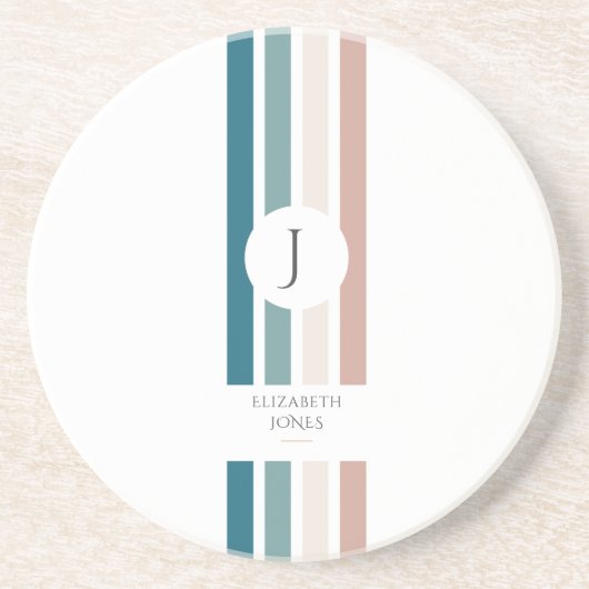 Minimalistisch ontwerp in pastelkleuren zandsteen onderzetter (Voorkant)