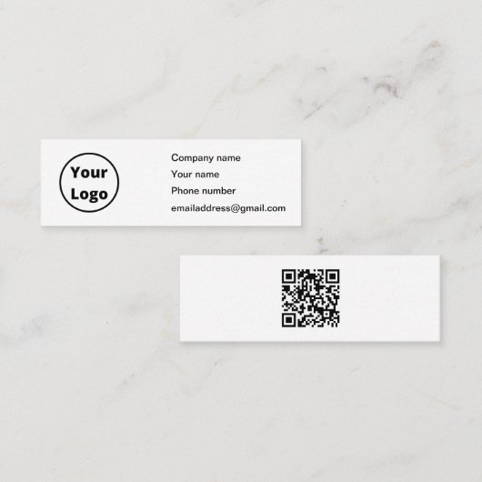 Minimalistisch ontwerp met aangepaste Logo- en QR- Mini Visitekaartje (Voorkant / Achterkant)