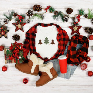 Minimalistisch ontwerp met drie kerstbomen t-shirt