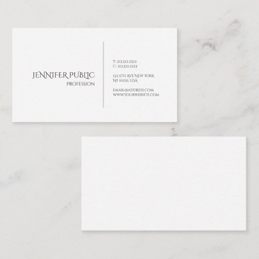 Minimalistisch ontwerp Modern Elegant Wit Creatief Visitekaartje (Voorkant / Achterkant)