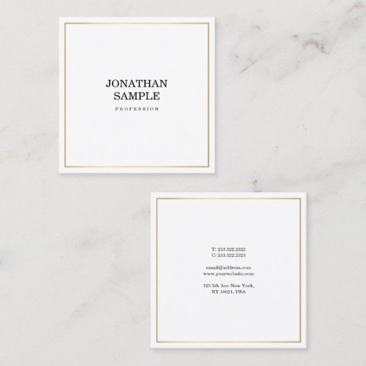 Minimalistisch ontwerp Moderne Gold Plain Professi Vierkante Visitekaartje (Voorkant / Achterkant)