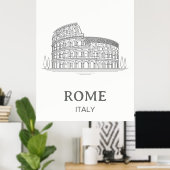 Minimalistisch ontwerp Rome Colosseum Reizen Poster (Thuiskantoor)