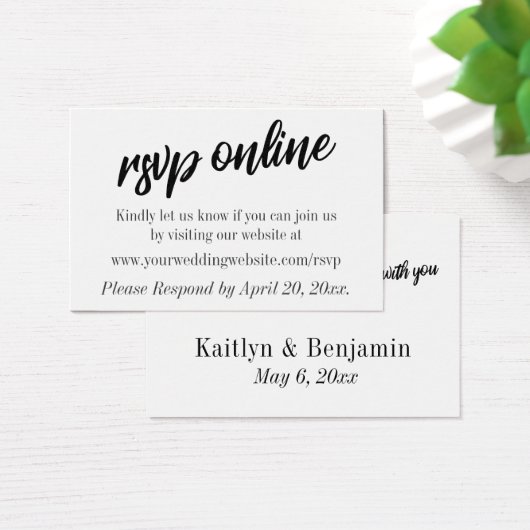 Minimalistisch ontwerp, RSVP Online Wedding Enclos Visitekaartjes (Bureau)