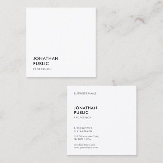 Minimalistisch ontwerp Sjabloon Elegant Profession Vierkante Visitekaartje (Voorkant / Achterkant)