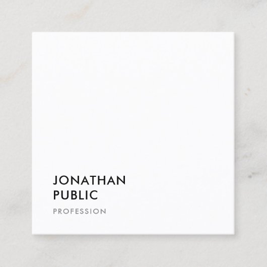 Minimalistisch ontwerp Sjabloon Elegant Profession Vierkante Visitekaartje (Voorkant)