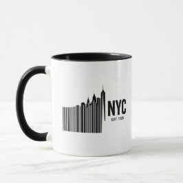 Minimalistisch ontwerp van de NYC-streepjescode en Mok