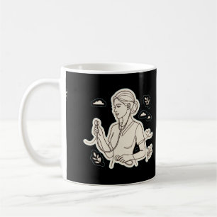 Minimalistisch ontwerp van een verpleegster in lij koffiemok
