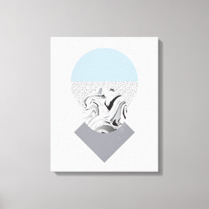 Minimalistisch ontwerp van golven en Stippen Canvas Afdruk