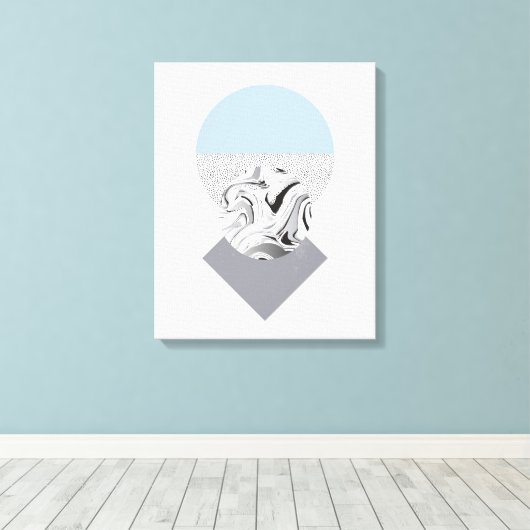 Minimalistisch ontwerp van golven en Stippen Canvas Afdruk (Insitu (Houten vloer))