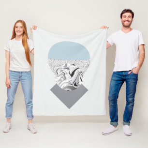 Minimalistisch ontwerp van golven en Stippen Fleece Deken
