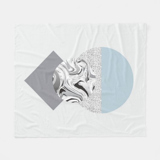 Minimalistisch ontwerp van golven en Stippen Fleece Deken (Voorkant (Horizontaal))