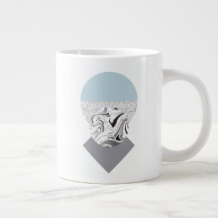 Minimalistisch ontwerp van golven en Stippen Grote Koffiekop