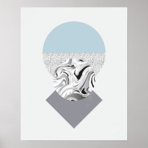 Minimalistisch ontwerp van golven en Stippen Poster