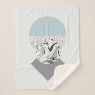 Minimalistisch ontwerp van golven en Stippen Sherpa Deken