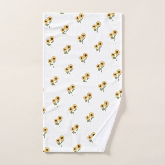 minimalistisch ontwerp van groene zonnebloemen bad handdoek (Handdoek)