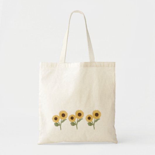 minimalistisch ontwerp van groene zonnebloemen tote bag (Voorkant)