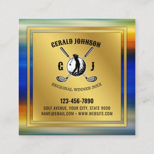 Minimalistisch ontwerp van het douanegolf Monogram Vierkante Visitekaartje (Achterkant)