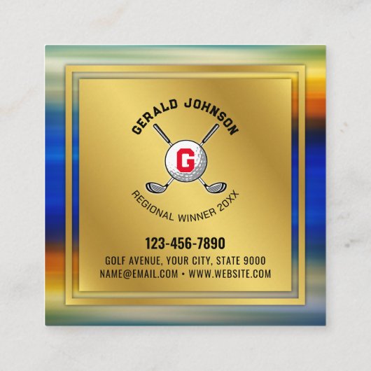 Minimalistisch ontwerp van het douanegolf Monogram Vierkante Visitekaartje (Achterkant)