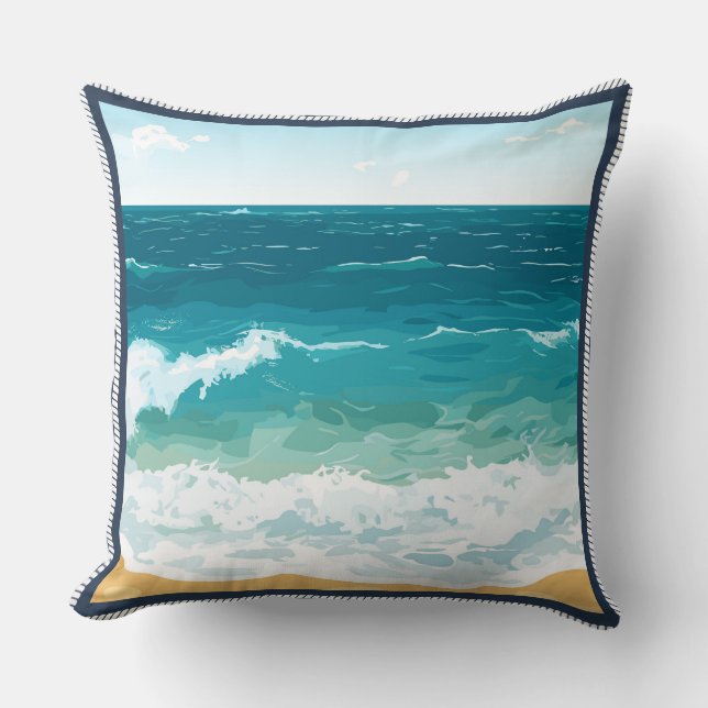 Minimalistisch ontwerp van oceaan golven voor de k kussen (Voorkant)
