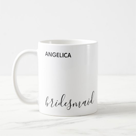 Minimalistisch ontwerp voor bruidsmeisje cadeau me koffiemok (Links)