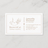 Minimalistisch ontwerp voor een bruine kattenteken visitekaartje (Achterkant)