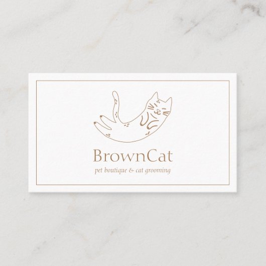 Minimalistisch ontwerp voor een bruine kattenteken visitekaartje (Voorkant)