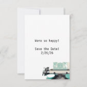  minimalistisch ontwerp voor schrijfmachines save the date (Achterkant)