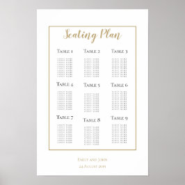 Minimalistisch ontwerp zitplaatsen met gouden rand poster