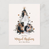 Minimalistisch Onze eerste getrouwde kerst drie fo Feestdagenkaart (Voorkant)