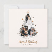 Minimalistisch Onze eerste getrouwde kerst drie fo Feestdagenkaart (Voorkant)