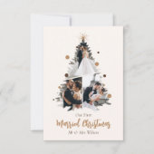 Minimalistisch Onze eerste getrouwde kerst drie fo Kaart (Voorkant)