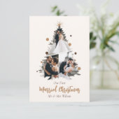 Minimalistisch Onze eerste getrouwde kerst drie fo Kaart (Staand voorkant)