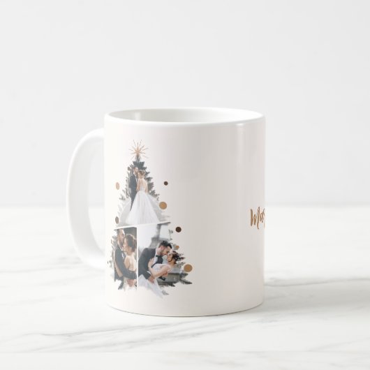 Minimalistisch Onze eerste getrouwde kerst drie fo Koffiemok (Voorkant links)
