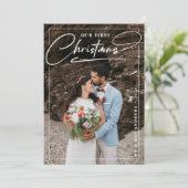 Minimalistisch Onze eerste kerst als Mr & Mrs Foto Feestdagenkaart (Staand voorkant)