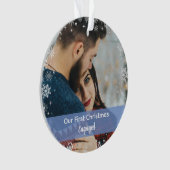 Minimalistisch onze eerste kerst met 2 foto's ornament (voorkant)