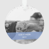 Minimalistisch onze eerste kerst met 2 foto's ornament (achterkant)