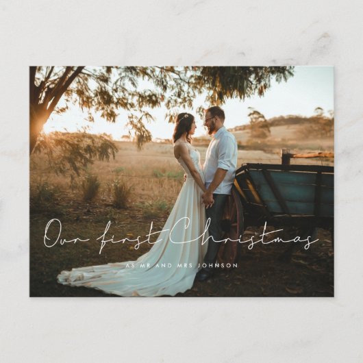 Minimalistisch onze eerste kerstfoto briefkaart (Voorkant)