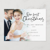 Minimalistisch Onze Eerste Kerstmis Mr. Mrs. Foto Feestdagenkaart (Voorkant)